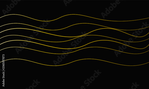 Golden Yellow Lines on Black Background Abstract Luxury Light Wave Design with Elegant Glowing Flowing Streaks