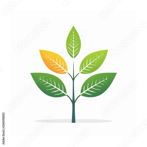 Flat design leafy plant illustration