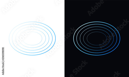 Blue Swirl Rings Light Trail Overlay with Transparent and Black Background Versions Abstract Glowing Circular Energy Effect