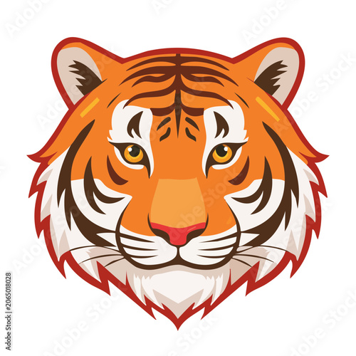 Flat Design Tiger Head Illustration