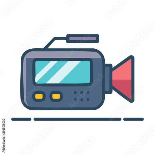 Flat design video camera icon
