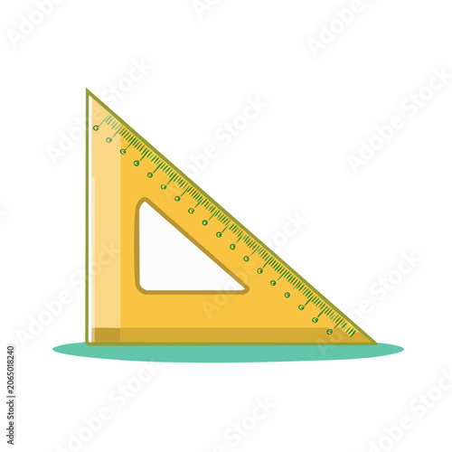 Yellow set square with green base, flat design