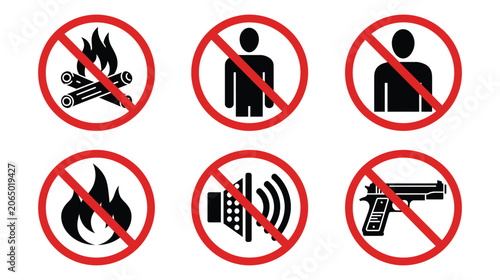Sign icon set prohibitive symbols for restricted activities