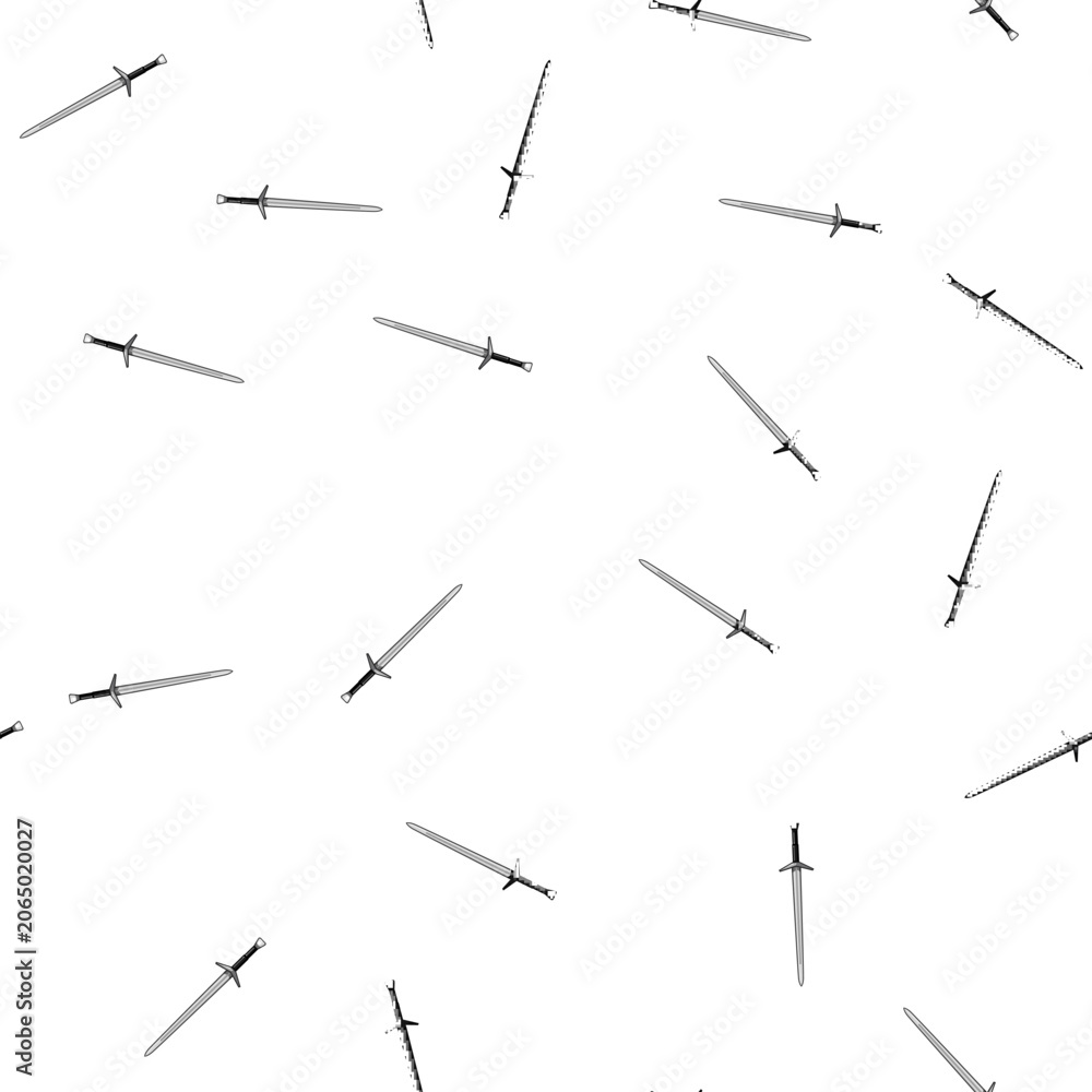 Naklejka premium pattern weapon medieval sword cartoon. battle steel, sharp knife, knight old weapon medieval sword sign vector