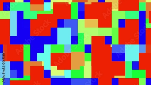 Dynamic abstract geometric motion background, with shifting colorful, rectangles and squares