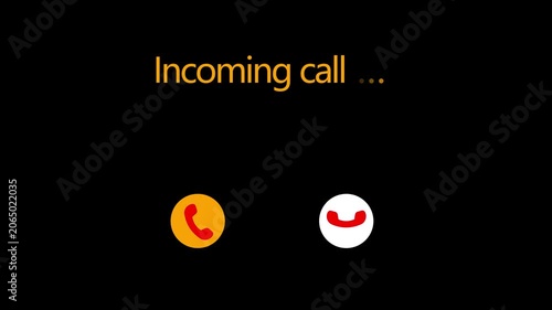 Incoming call screen interface with accept and decline buttons on black background, phone interface mobile ui