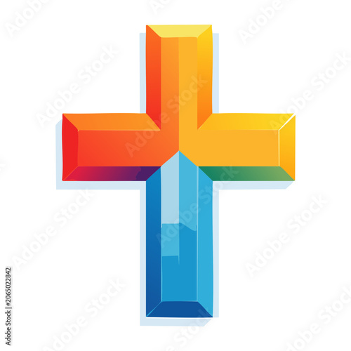 Colorful 3D Cross Illustration