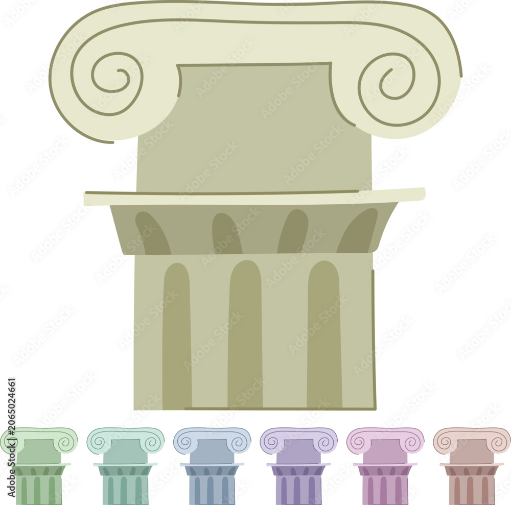 Naklejka premium pillar column ancient cartoon. roman antique, building architecture, greece rome pillar column ancient sign vector