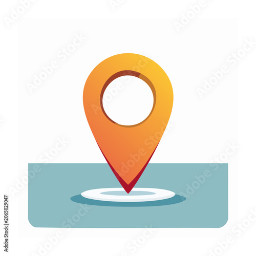 Orange location pin icon on transparent background