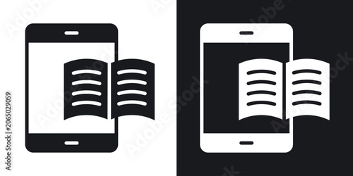 Tableau sur toile Ebook icons in solid black and white collection