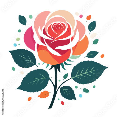 Colorful flat design rose illustration