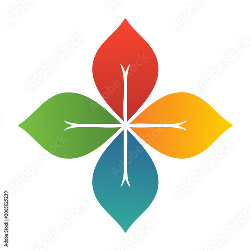 Colorful Four Leaf Clover Icon