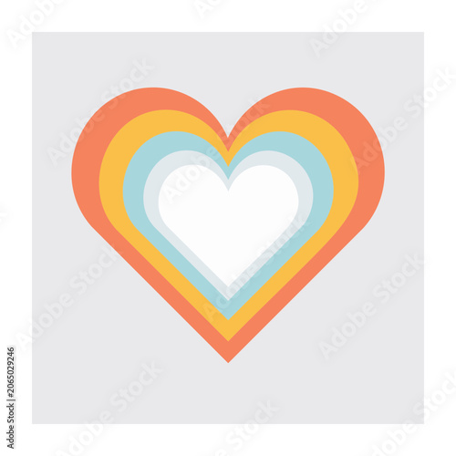 Colorful layered heart icon with transparent background