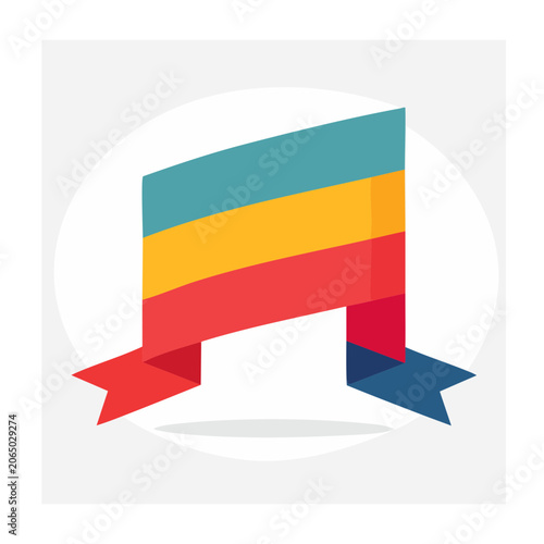 Colorful striped ribbon banner illustration