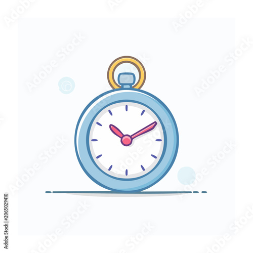 Flat design stopwatch icon with light blue and pink colors