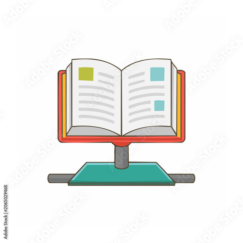 Open book on stand flat design illustration