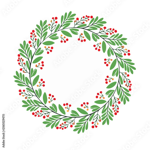 Holly leaves and berries vector pattern