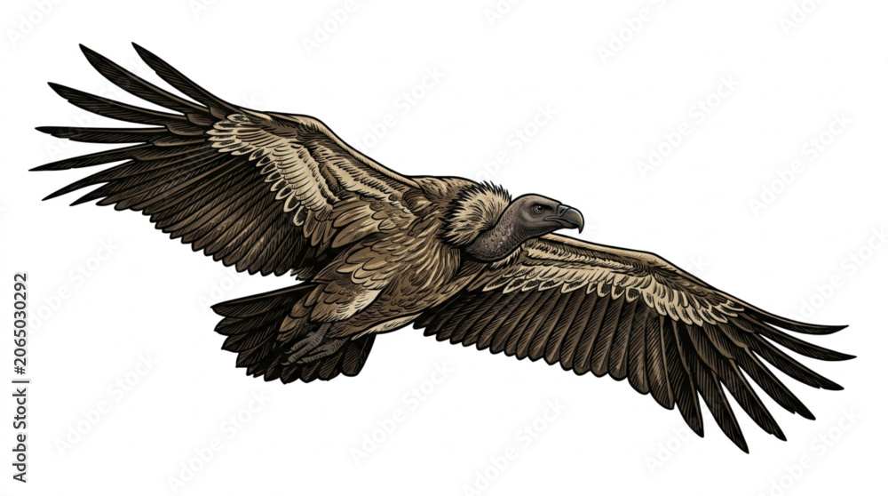 Obraz premium Soaring condor vulture bird vector illustration isolated on white background