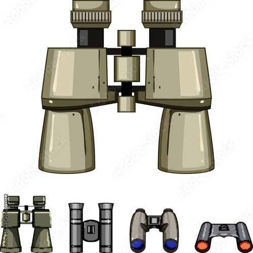Binoculars set for exploring, searching, and gaining a wider view, representing concepts of adventure, discovery, and detailed observation in various outdoor scenarios