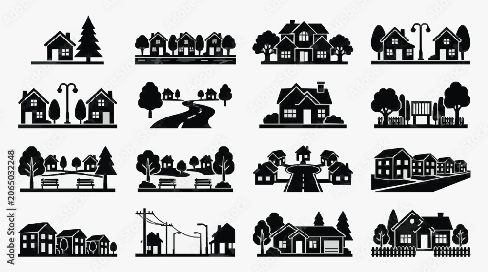 Obraz premium Neoclassical Residential House Sketches Collection.
