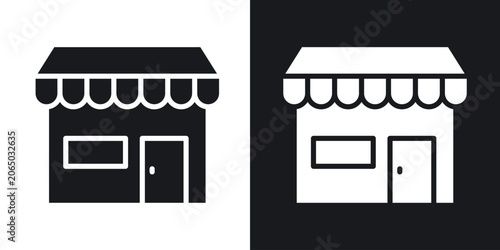 Tableau sur toile Local store icons in solid black and white collection