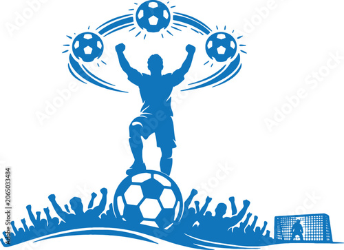 Football Goalkeeper Diving Save Silhouette Vector