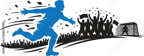 Football Player Goal Celebration Silhouette Vector