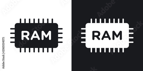 Foto RAM memory icons in solid black and white collection
