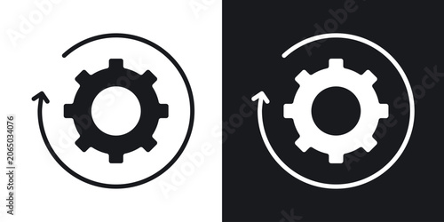 Konstfotografi Recovery gear icons in solid black and white collection