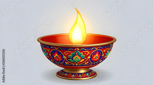 Traditional Floral Painted Pedestal Diya
