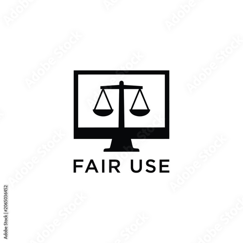 Fotografie Scales of justice displayed on a computer screen a flat black icon on a white ba