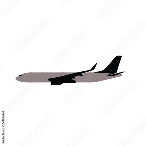 Airplane in side view, isolated on transparent checkered background, travel concept.