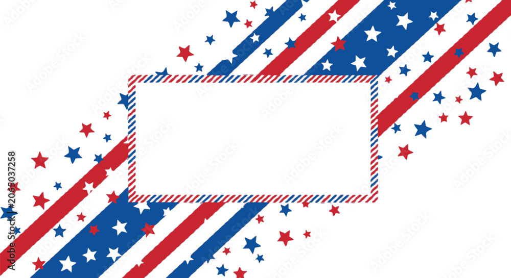 Obraz premium Stars and stripes frame design features a central rectangular area for text against a patriotic background.