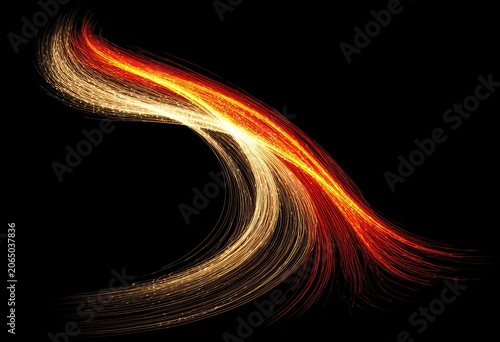 Abstract, dynamic, fiery, golden stream design