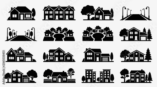 Bilde på lerret Residential Household Architecture Styles Collection.