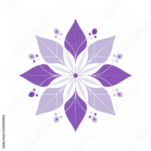 Purple flower vector with radial petals and dots