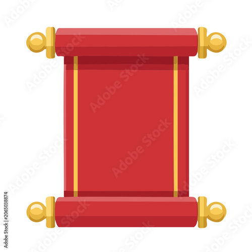Red Ancient Scroll with Golden Handles