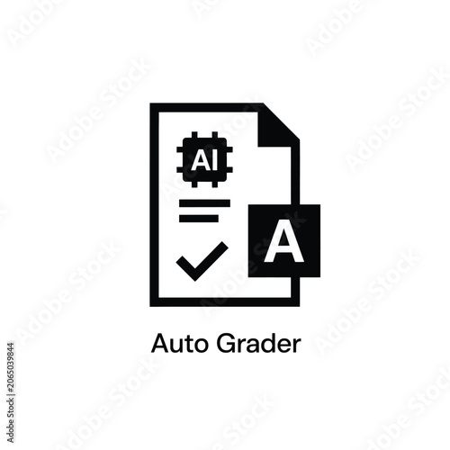 Принти на полотні Automated grading document icon with artificial intelligence symbol checklist an