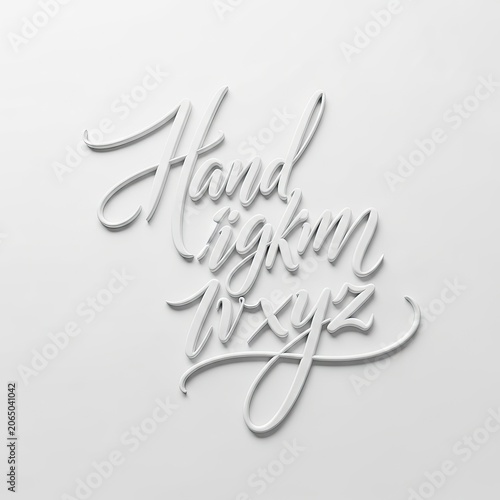 Elegant Hand-Drawn Calligraphy Lettering on White Background.