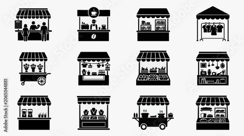 Foto Street Food Stalls Variety Collection.