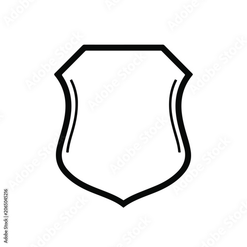 Minimalist Blank Police Badge Shield Outline Icon