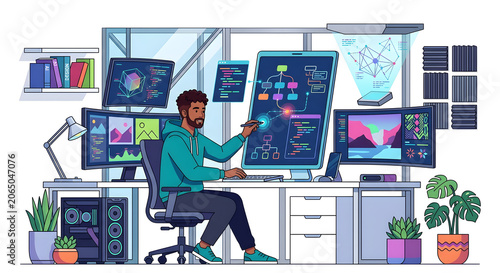 AI Prompt Engineer Interacting with Advanced Generative AI Systems