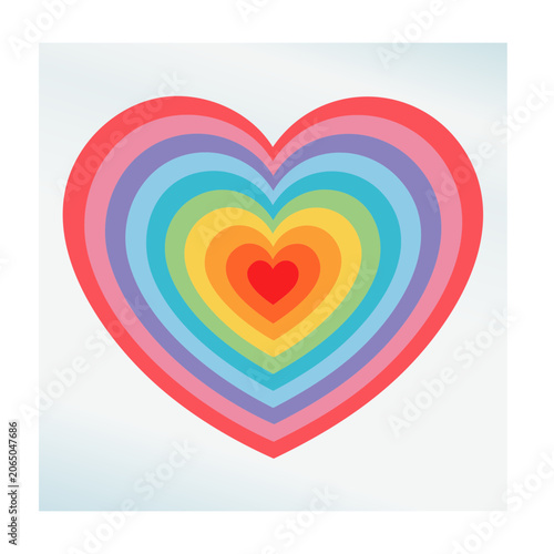Rainbow Heart with Concentric Layers Illustration