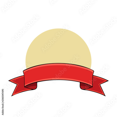 Red Ribbon and Yellow Circle Flat Design Illustration