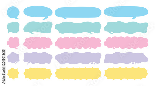 Big vector collection of empty text clouds and thought bubbles for chats and messages in various sizes and colours. Futuristic abstract geometric shapes, clouds and bubbles with a variety of borders.