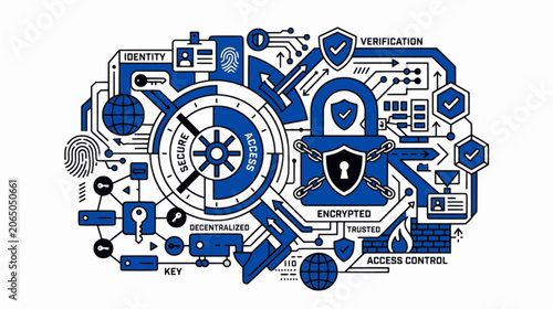 Isolated Flat Trinket Cyber Security Object Identity Vector Illustration, 