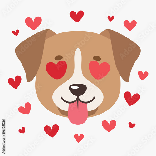 Cute Dog with Hearts in Eyes