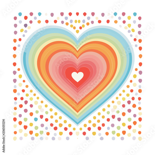 Rainbow Heart with Colorful Dots Pattern