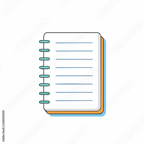 Spiral Notebook Icon with Lined Paper