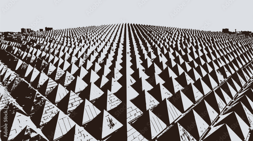 Fototapeta premium Geometric Pattern of Pyramids in Perspective, Abstract Architectural Background